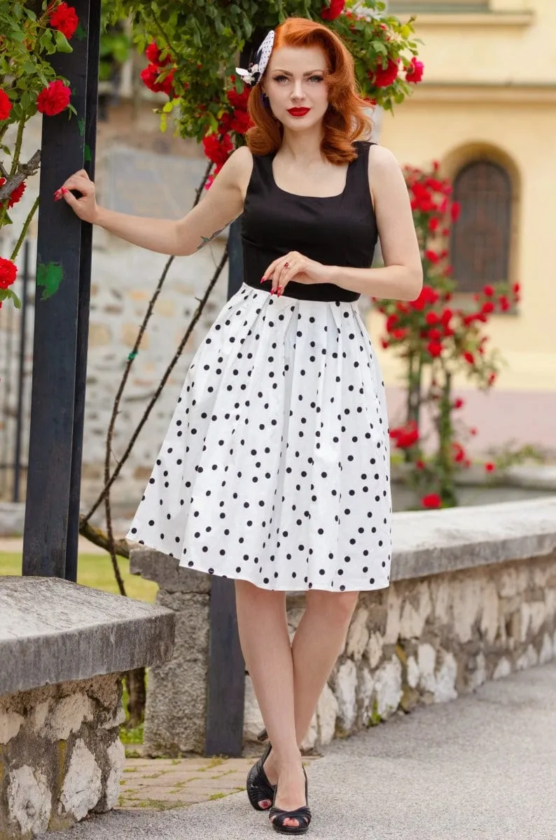 Amanda Black White Polka Dot Swing Dress