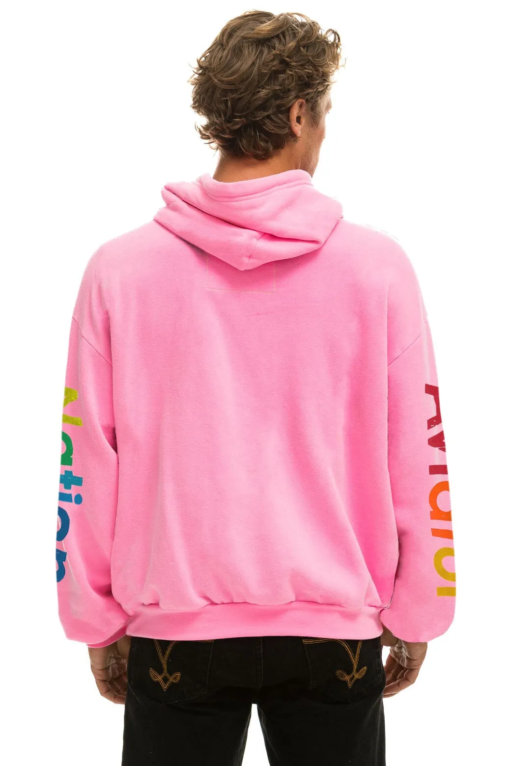 AVIATOR NATION  RELAXED PULLOVER HOODIE - NEON PINK