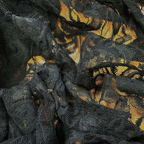 Black Embroidered Paisley Lace Fabric