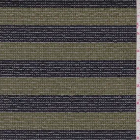 Black/Olive Stripe Sequin Tulle Fabric