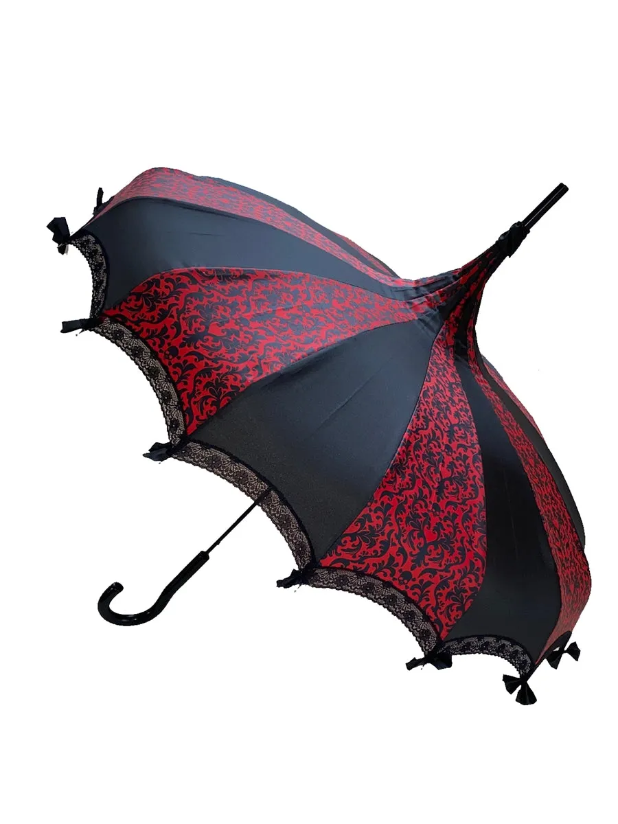 Black/Red Small Skull Damask Carousel Umbrella