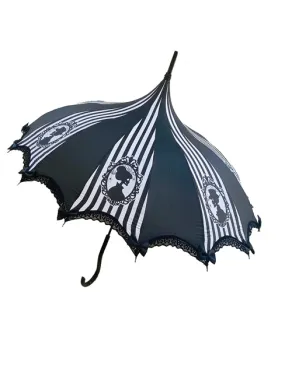 Black/White Striped Skeleton Carousel Umbrella