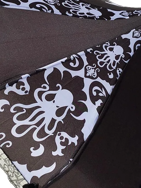 Black/White Tiki Damask Octopus Carousel Umbrella