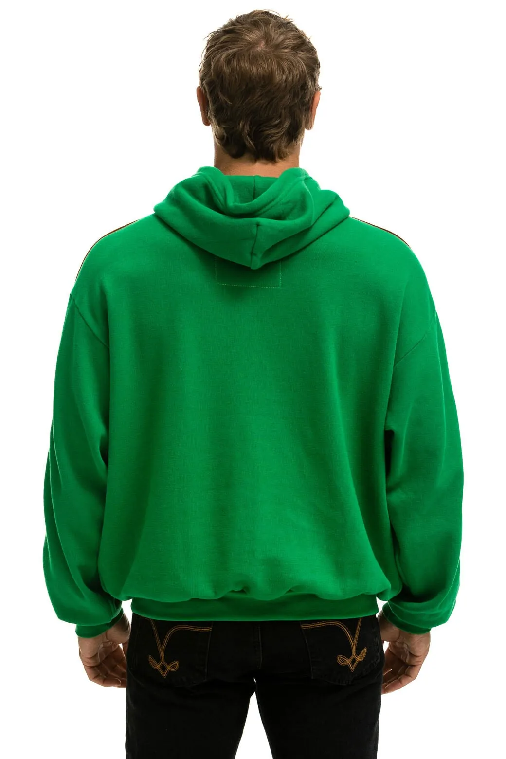 BOLT STRIPE RELAXED PULLOVER HOODIE - KELLY GREEN