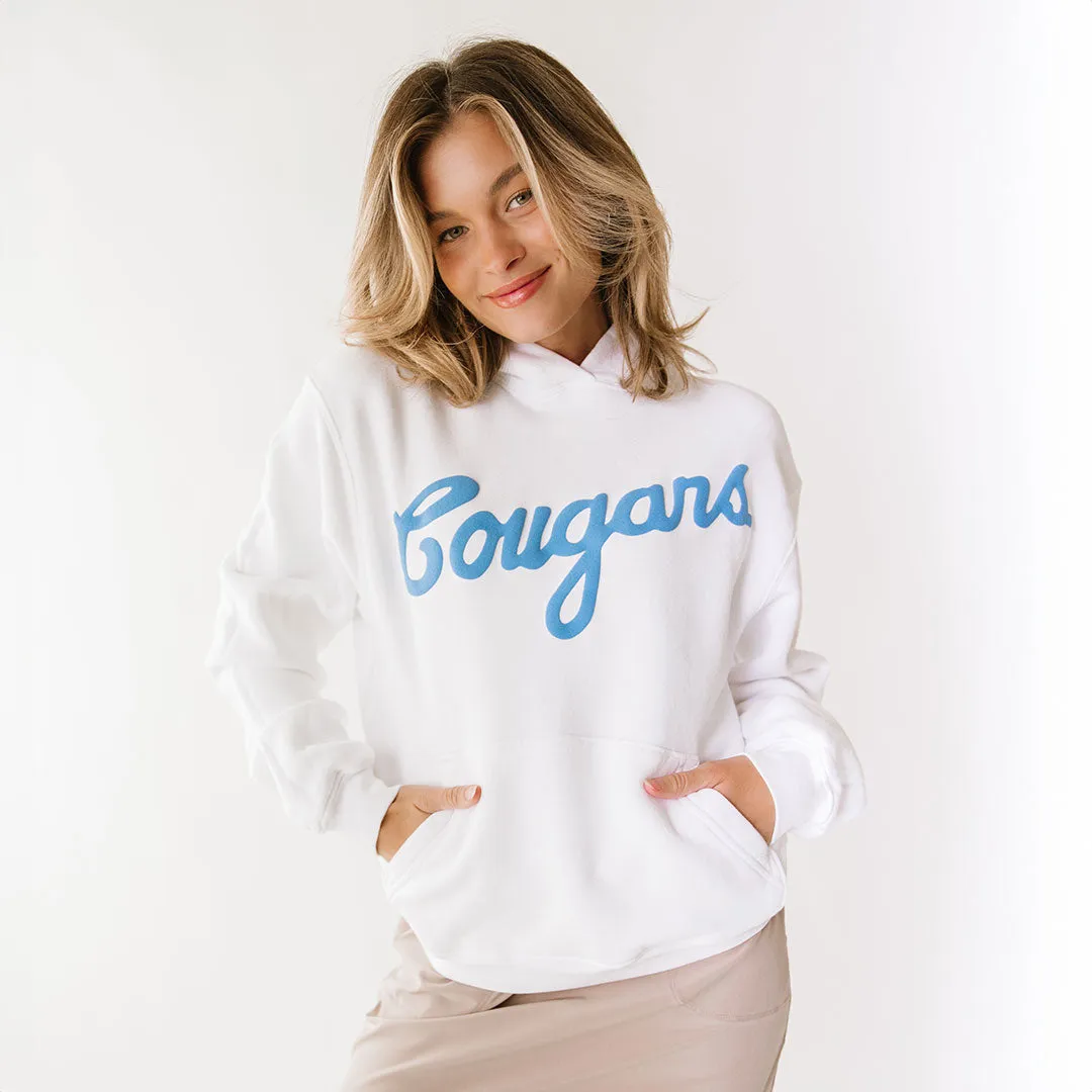 BYU Relaxed Hoodie, White - Cougars