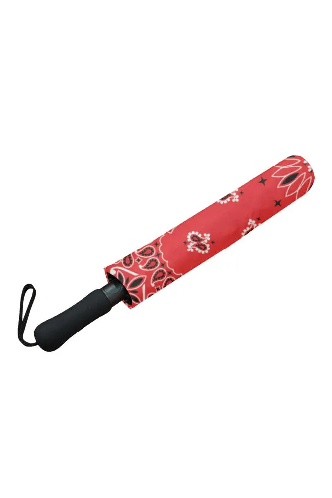 Classic Red Scarf Semi-Automatic Foldable Umbrella