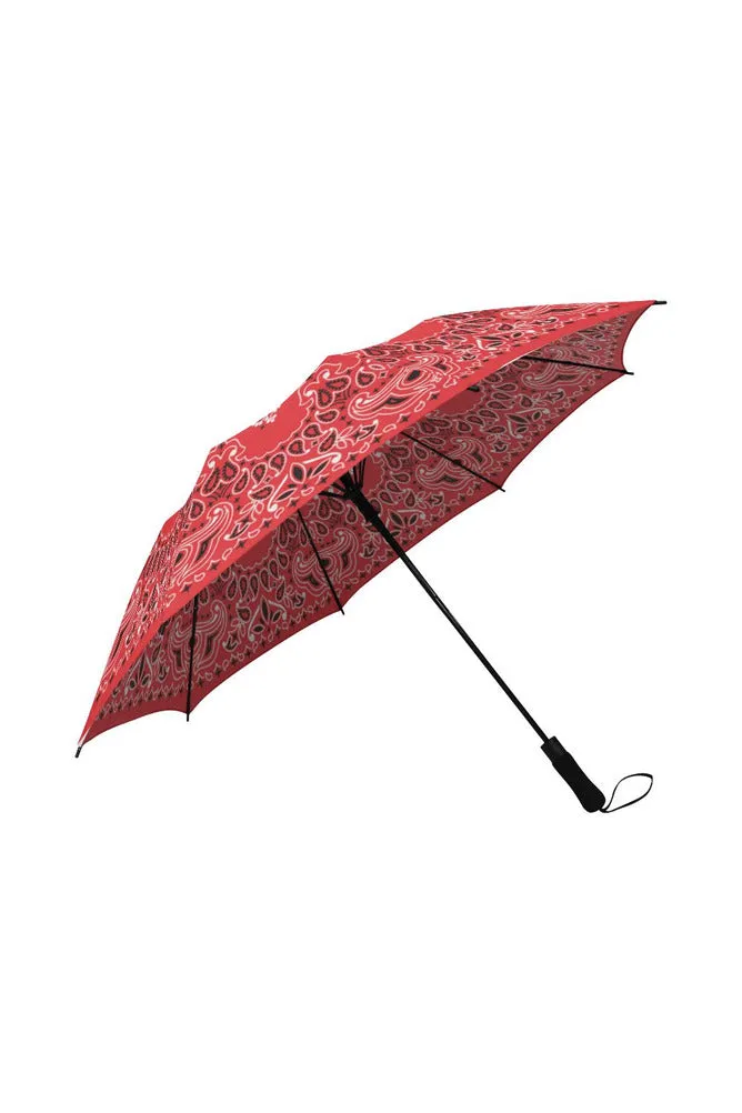 Classic Red Scarf Semi-Automatic Foldable Umbrella