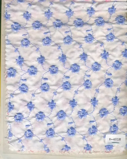 cotton organdy heavy embroidery~small blue floral