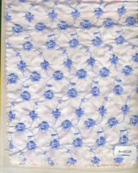 cotton organdy heavy embroidery~small blue floral