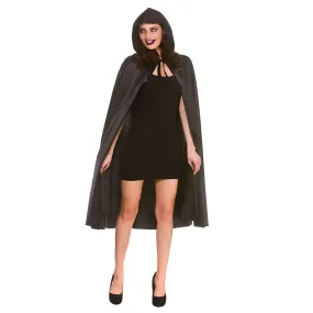 Deluxe Satin Hooded Cape (110cm)  Black