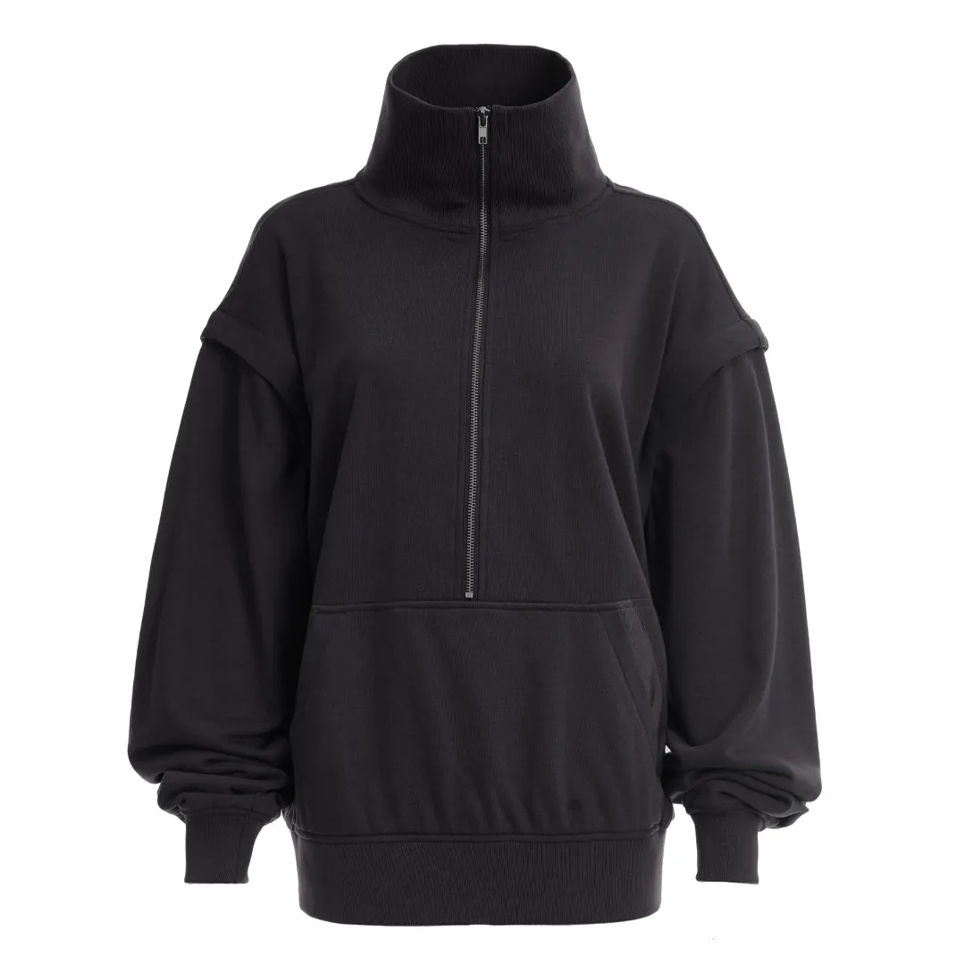 DREW CONVERTIBLE SLEEVE PULLOVER BLACK