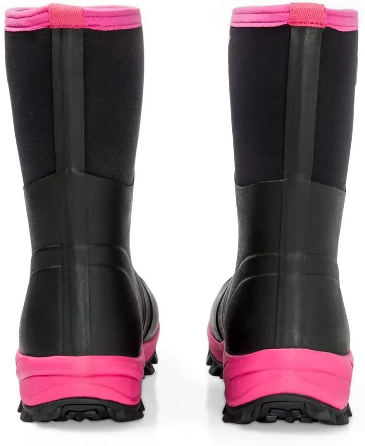 East Rock Women 11 in. Waterproof Outdoor Rubber Boots Black/Fuchsia (6 Sizes)