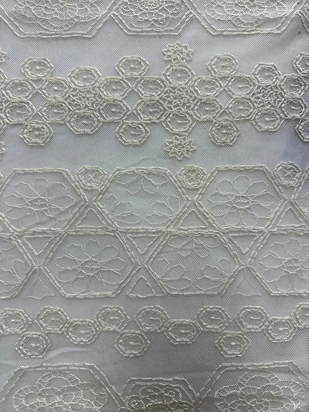 Eggshell Embroidered Mesh Lace Fabric