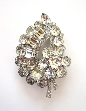 Eisenberg Rhinestone Leaf Brooch/Pin