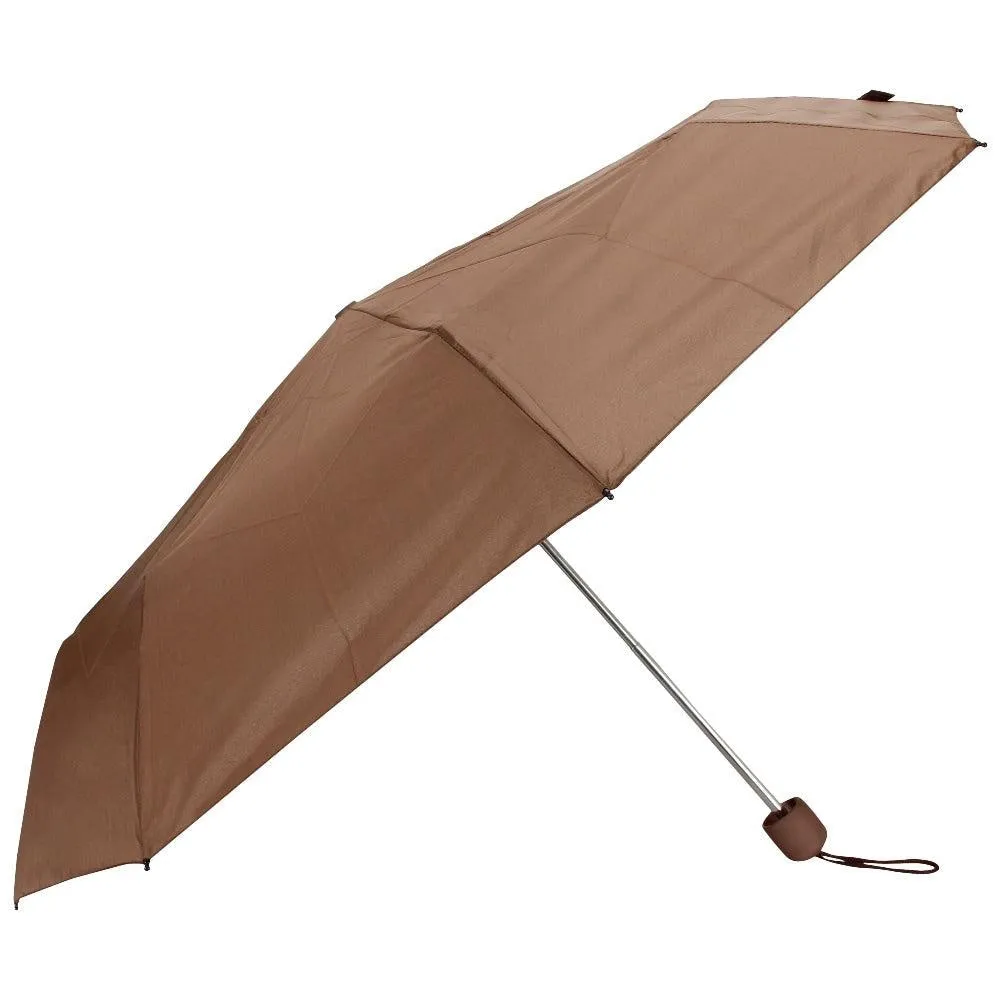 FabSeasons Brown Solid 3 Fold Fancy Umbrella