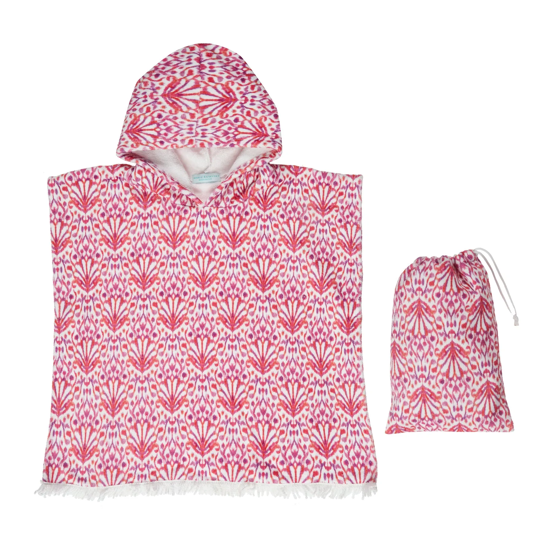 GIRL’S HOODED TERRY PONCHO IKAT