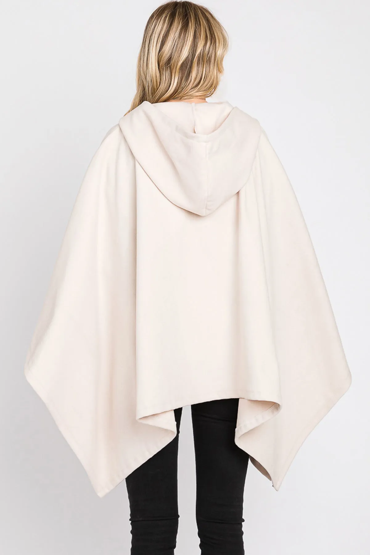 HOODED SOLID RUANA