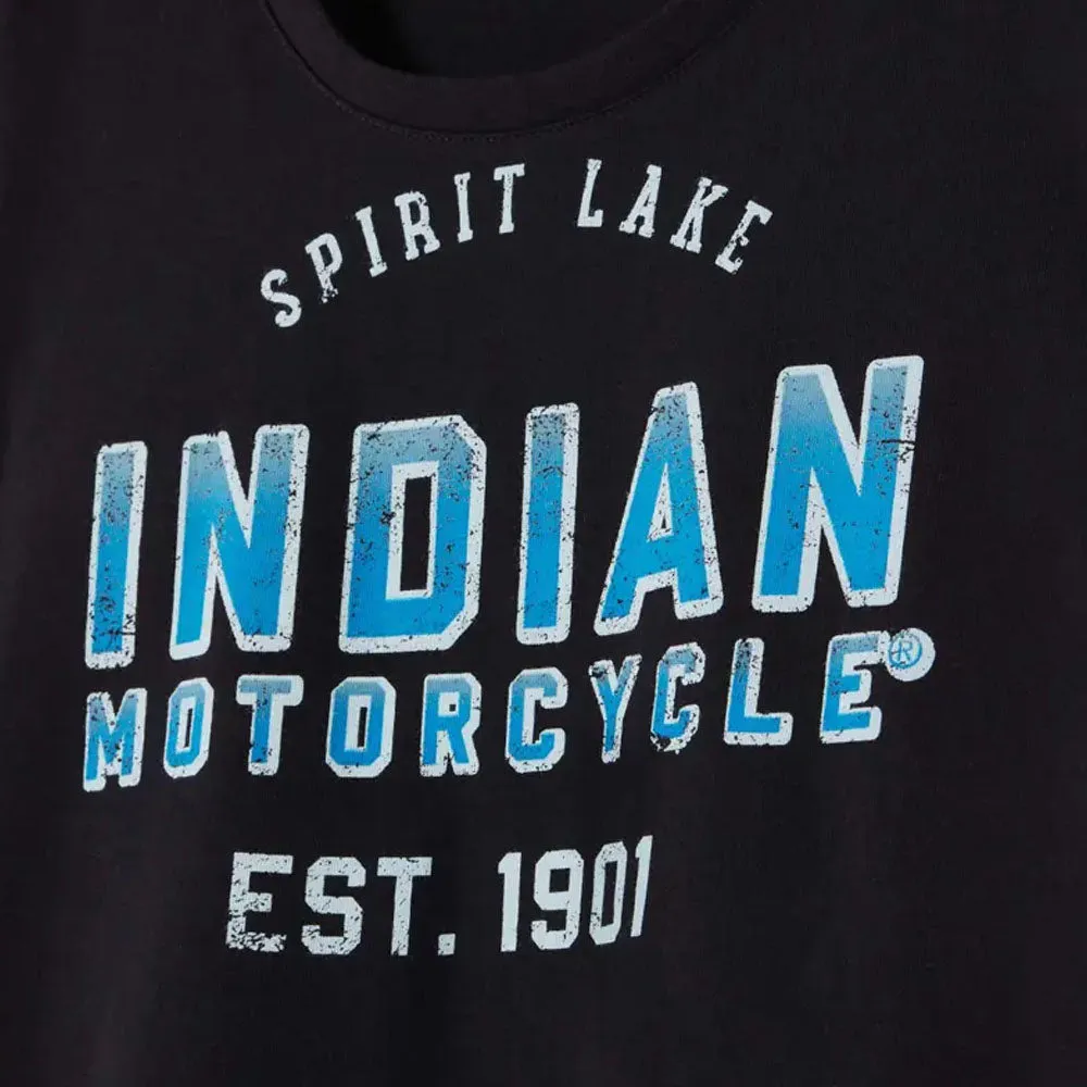 Indian Motorcycle  Womens Ombre Blue Logo T-Shirt Tee Lightweight Comfy Black