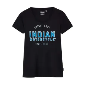 Indian Motorcycle  Womens Ombre Blue Logo T-Shirt Tee Lightweight Comfy Black