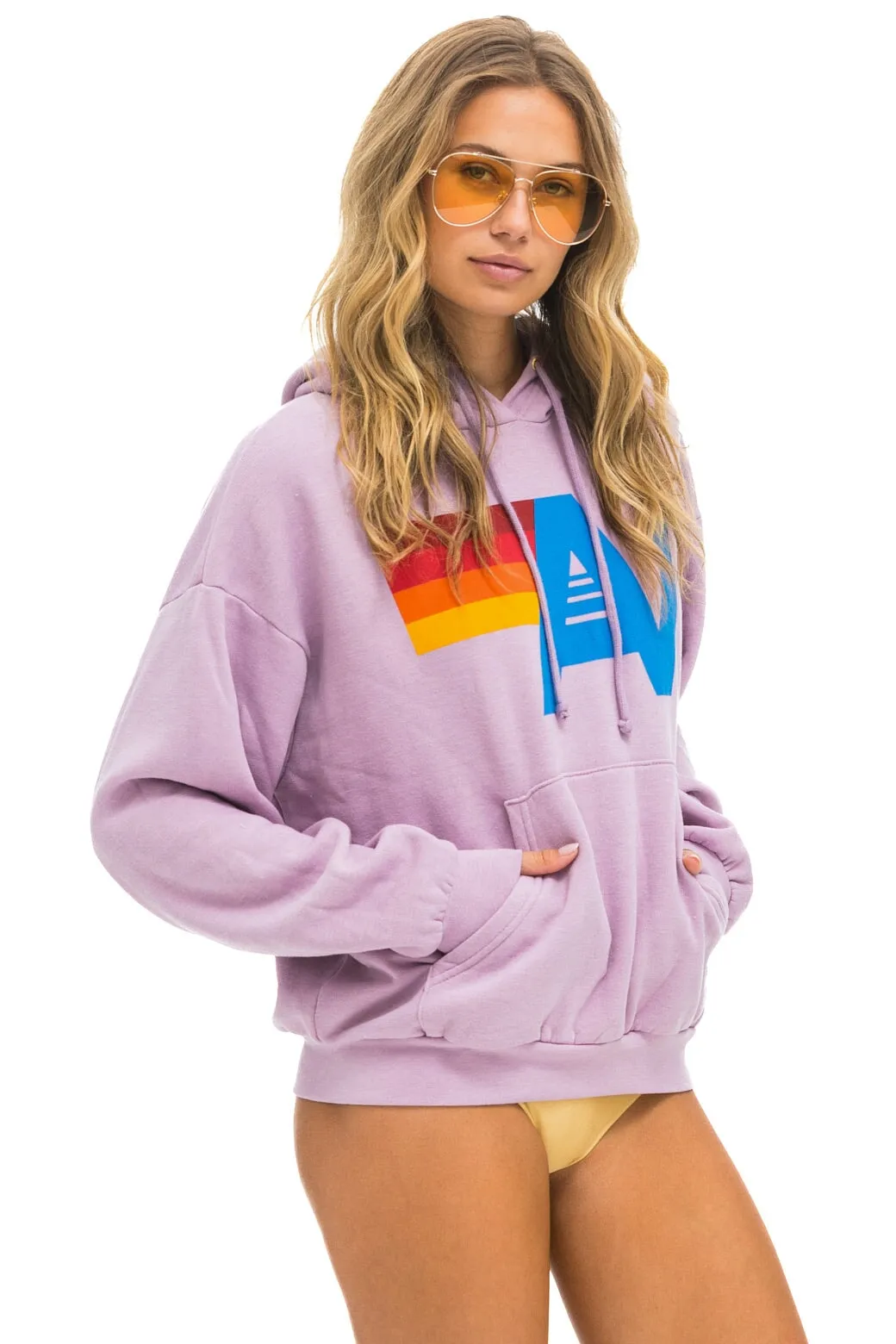 LOGO PULLOVER RELAXED HOODIE - MAUVE