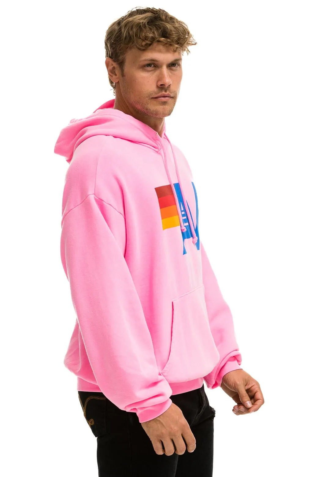 LOGO PULLOVER RELAXED HOODIE - NEON PINK