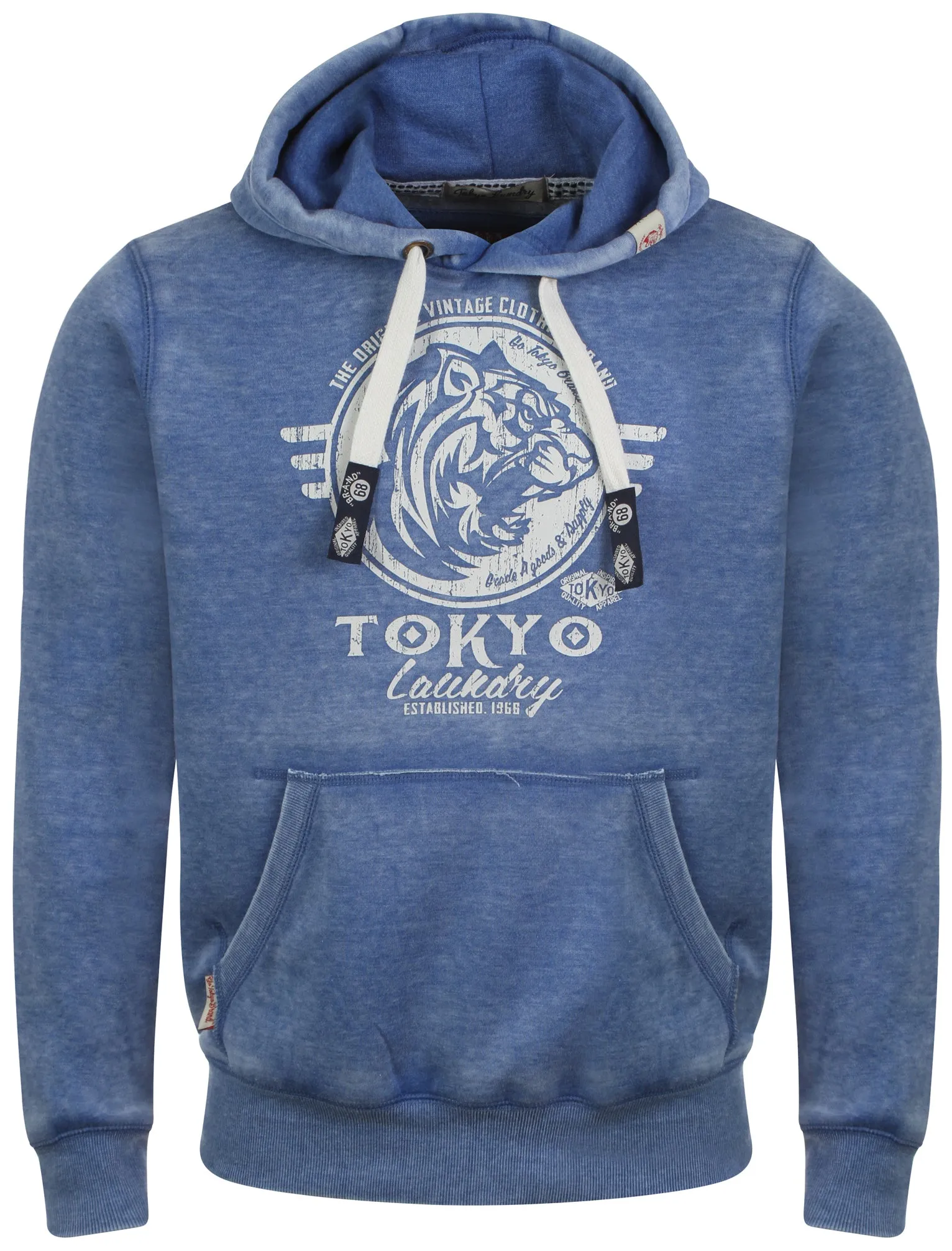 Men's textured crack ocean blue hoodie - Tokyo Laundry