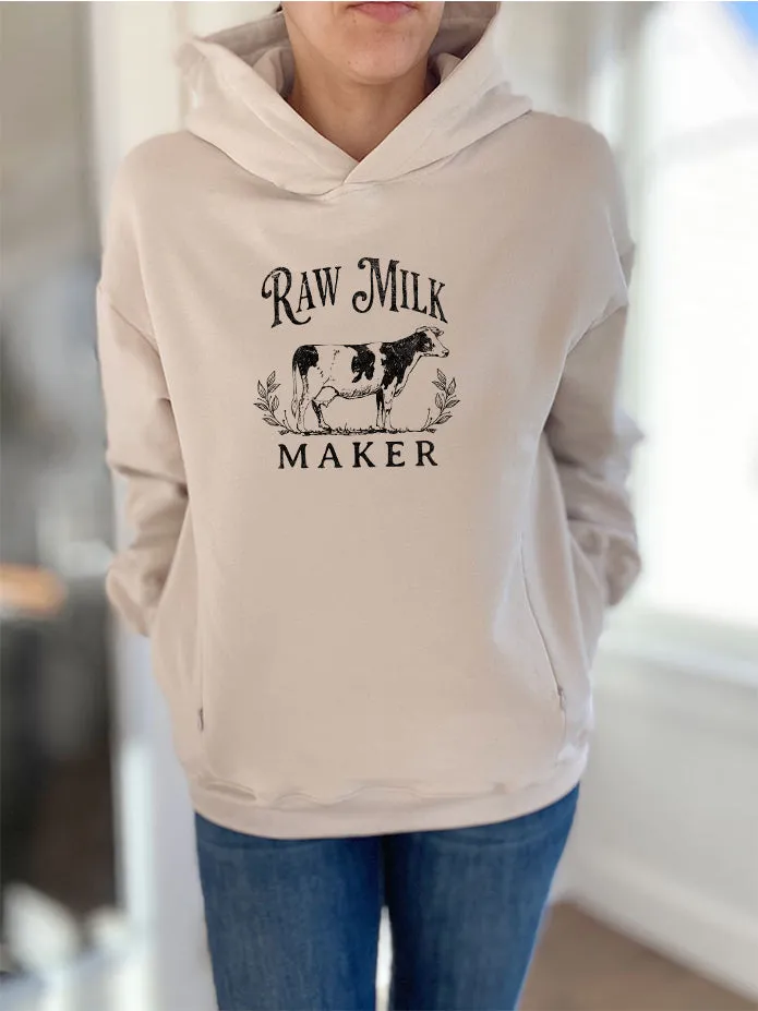 Raw Milk Maker Cow Hooded Sweatshirt