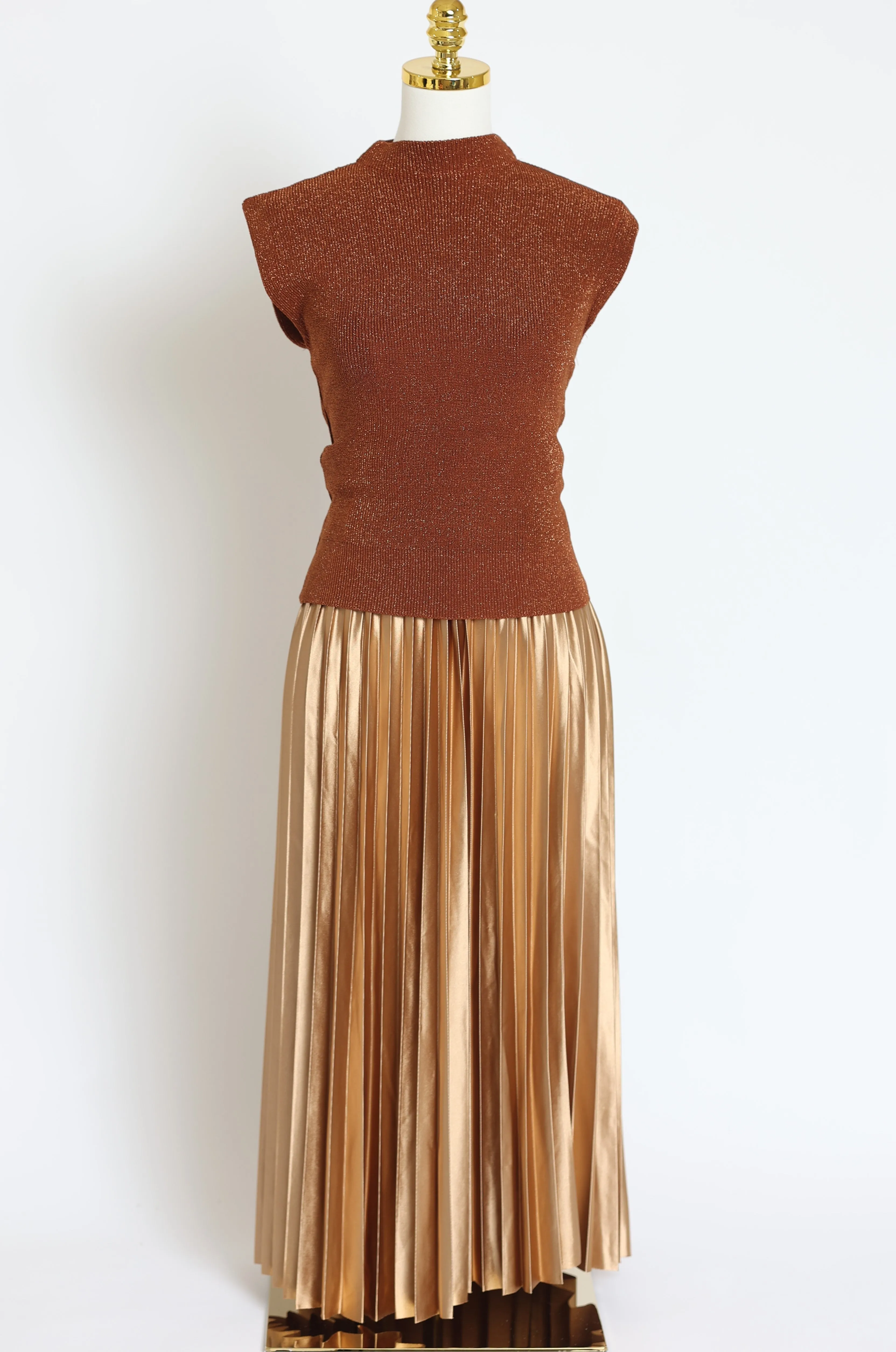 Satin Pleated Skirt