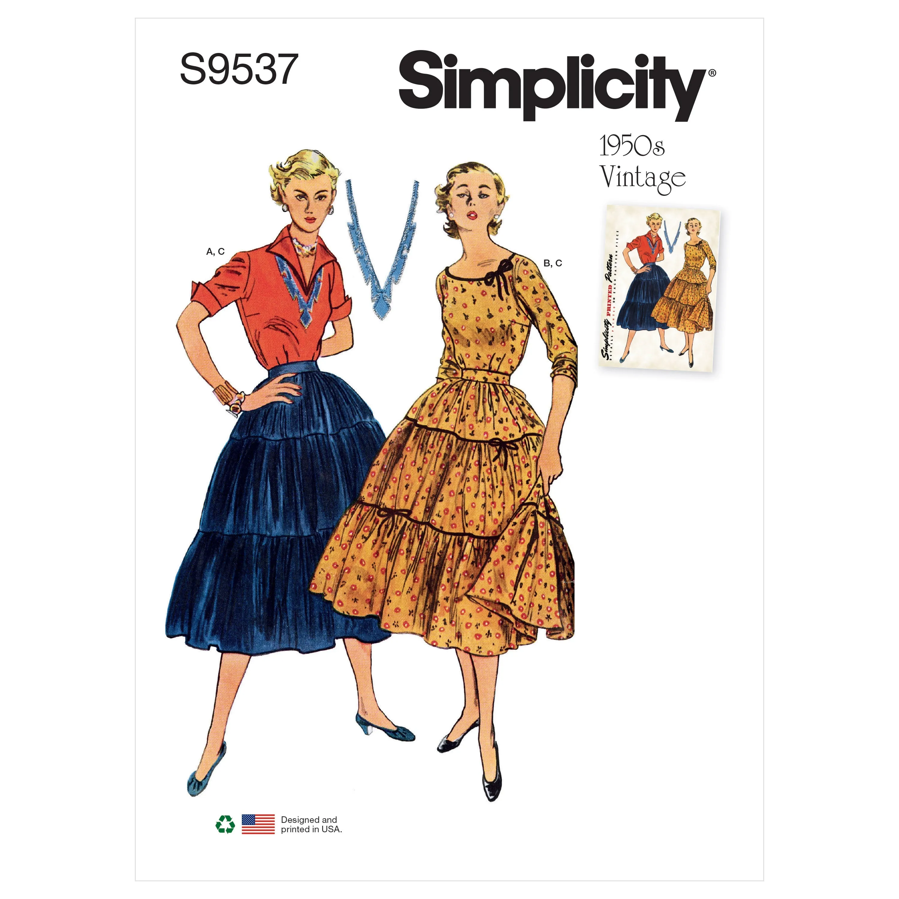 Simplicity 9537 Vintage Blouses and Skirt pattern