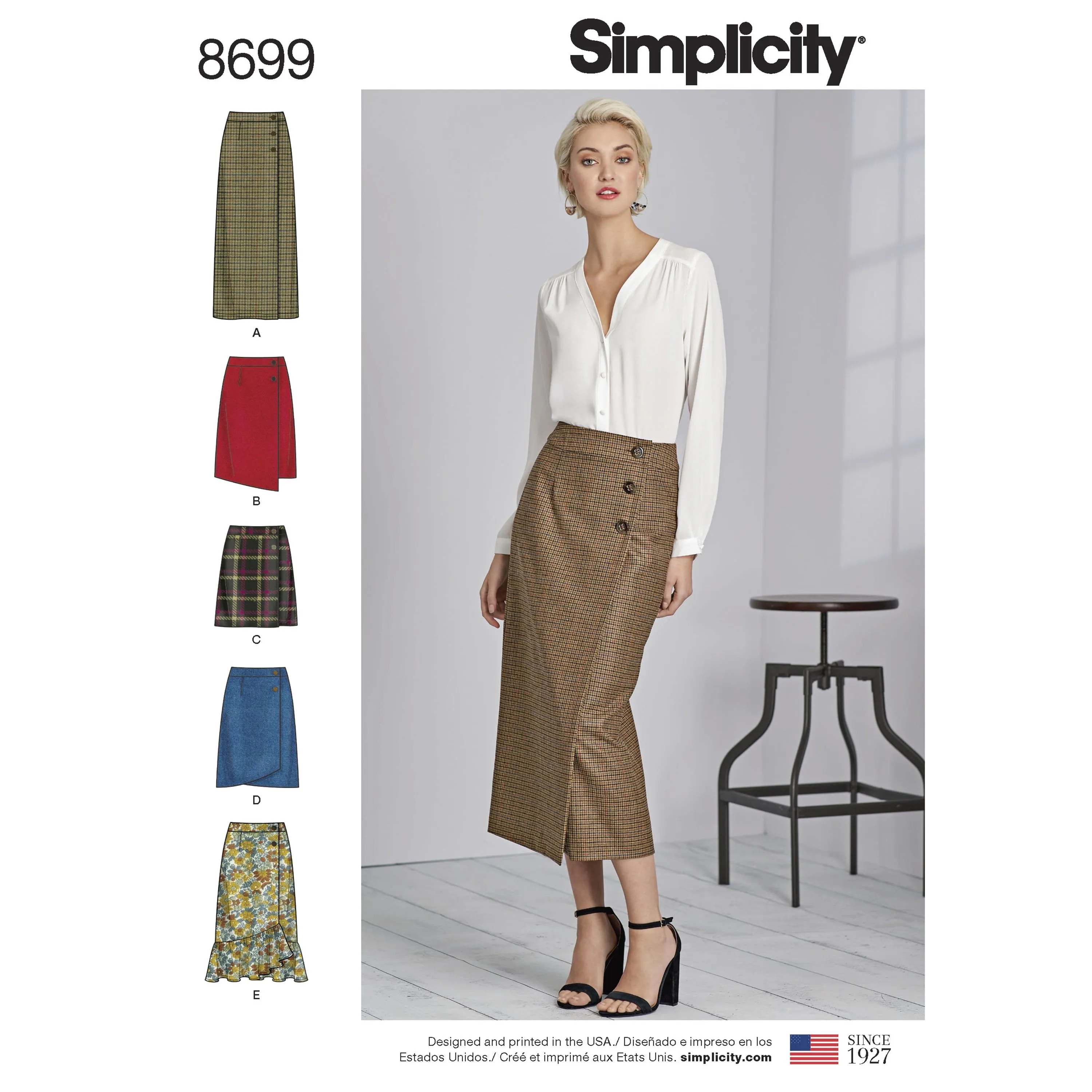 Simplicity Pattern 8699 Buttoned wrap front skirts