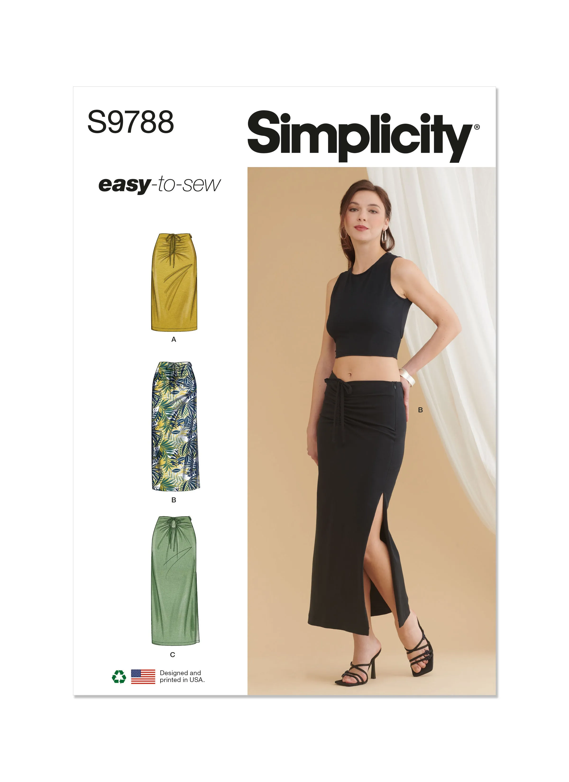 Simplicity sewing pattern 9788 Knit Skirts in Two Lengths