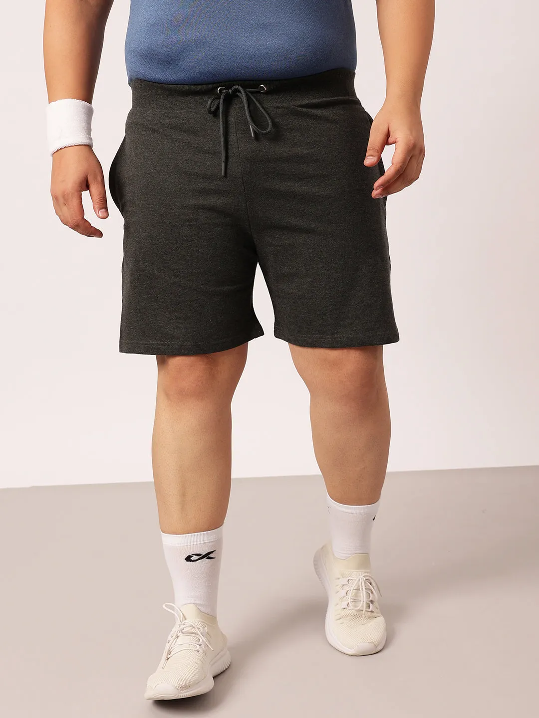 Solid Cotton Plus Size Shorts