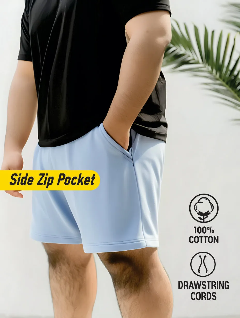 Solid Cotton Plus Size Shorts