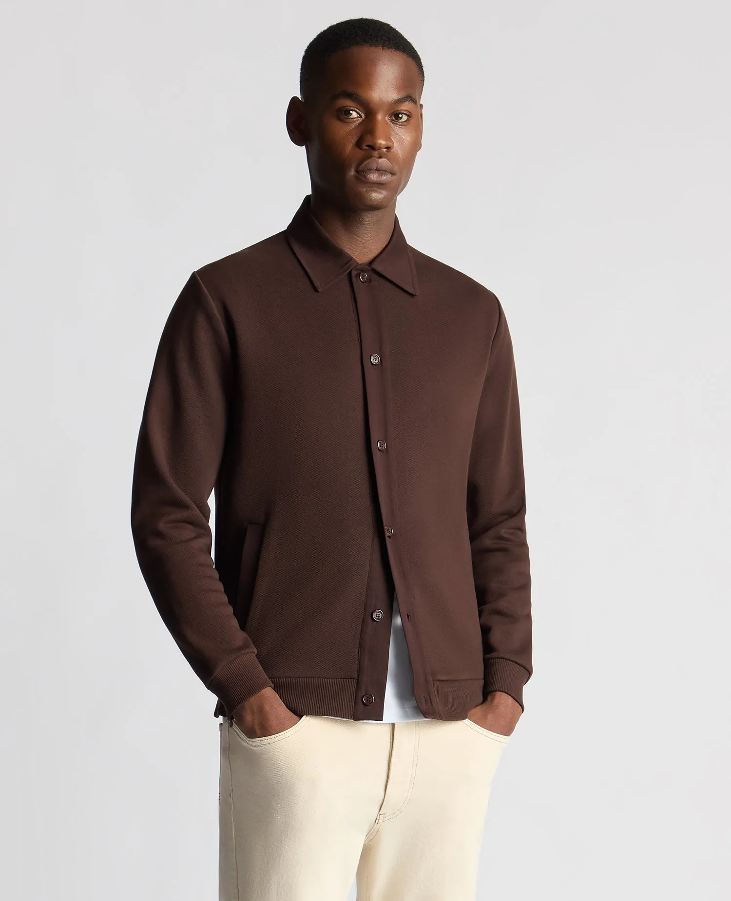 Tapered Fit Cotton-Stretch Cardigan