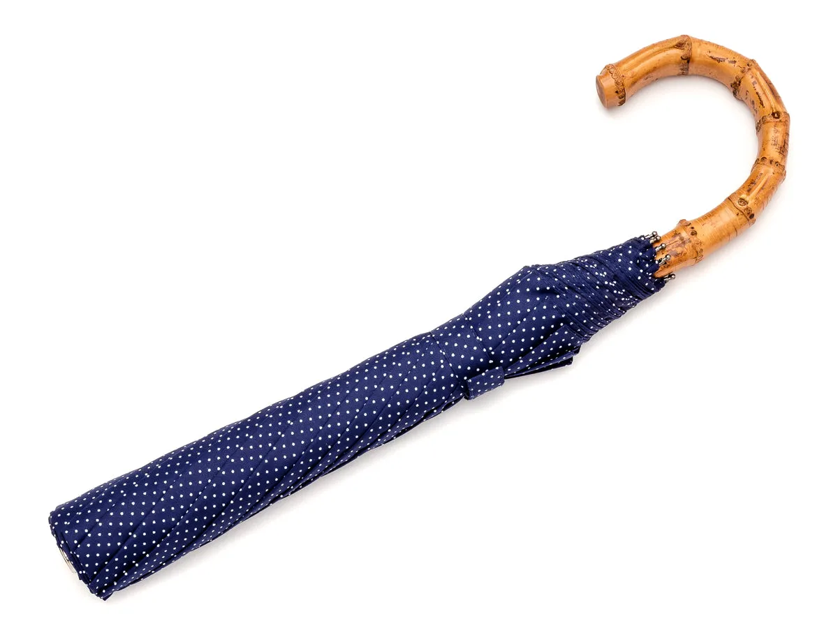 Telescopic Whangee Handle Navy & White Polka Dot