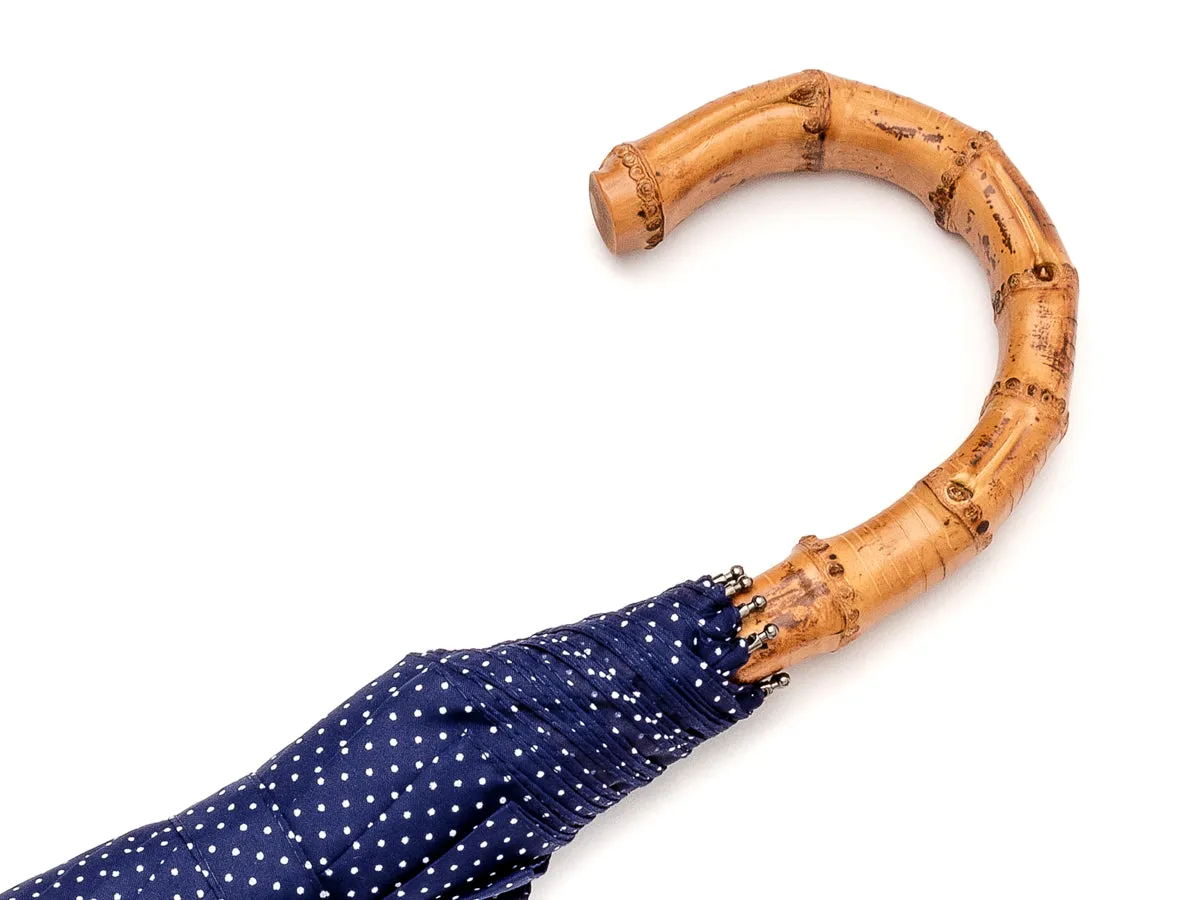 Telescopic Whangee Handle Navy & White Polka Dot