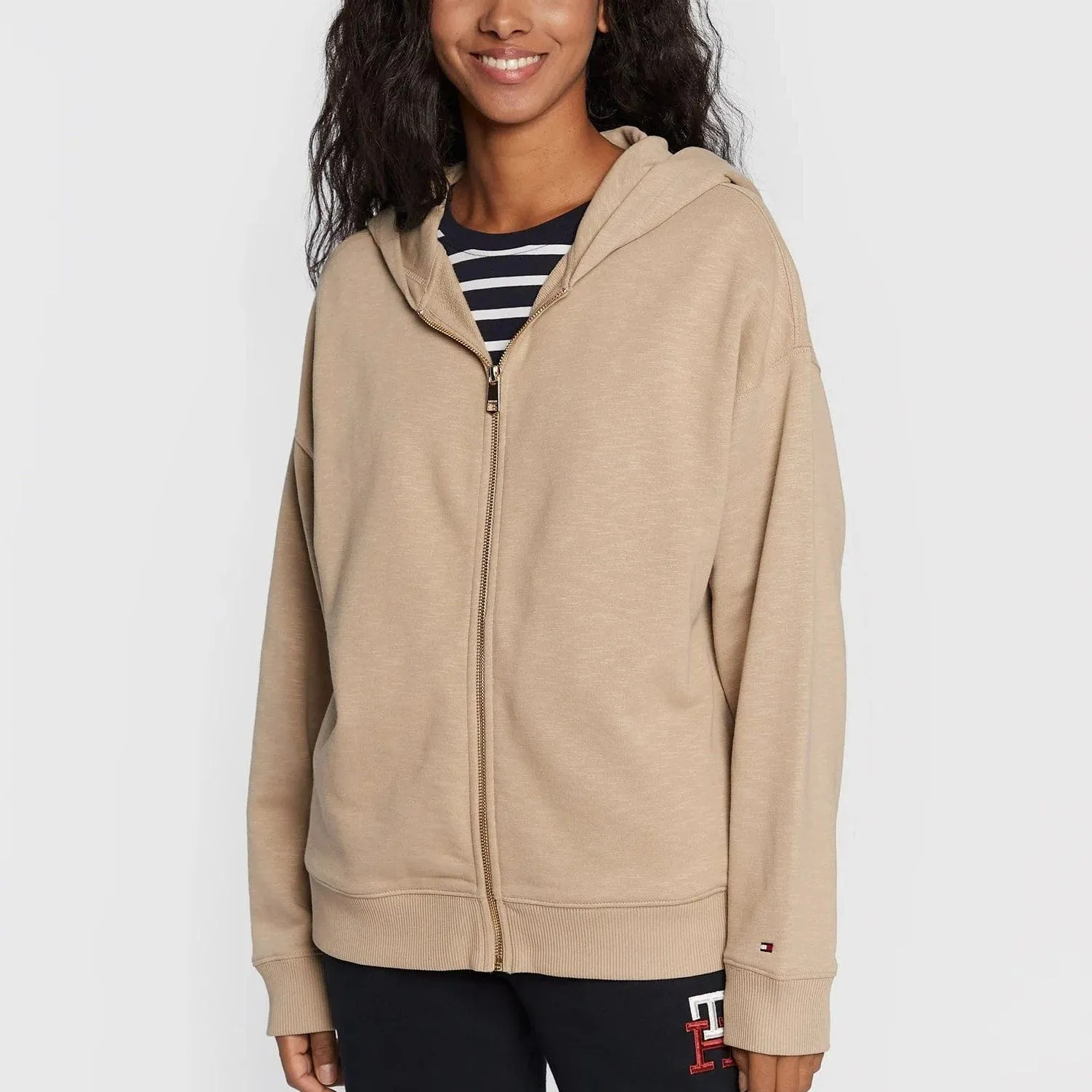 Tommy Hilfiger Relaxed Fit Zip-Thru Hoody Beige