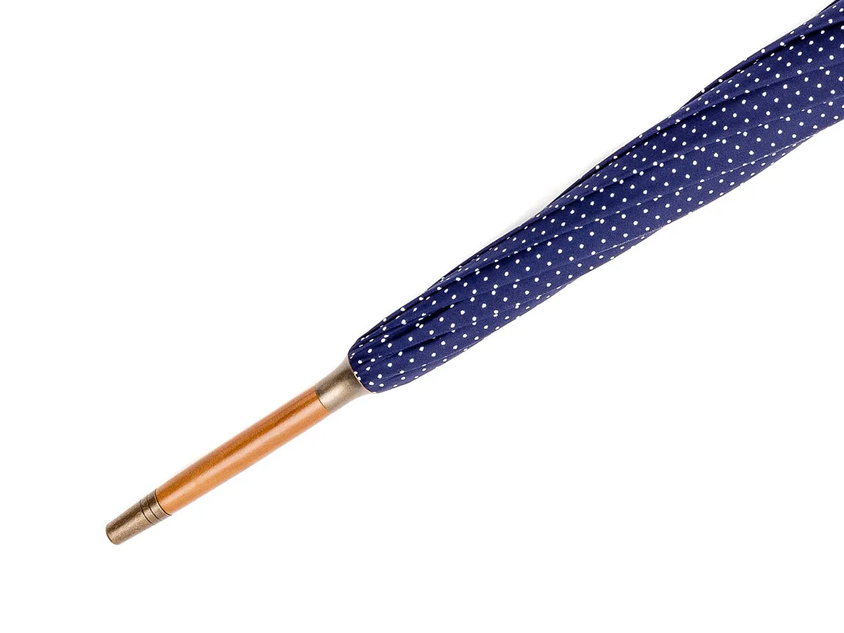 Tube Whangee Handle Navy & White Polka Dot