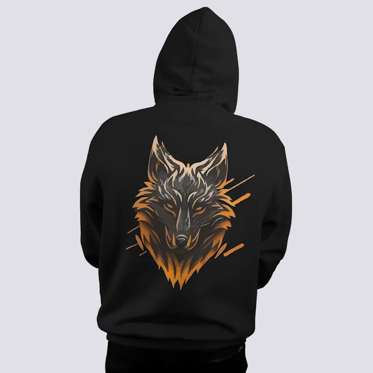 Wolf Spirit Relaxed Fit Black Hoodie For Men By DemonWear